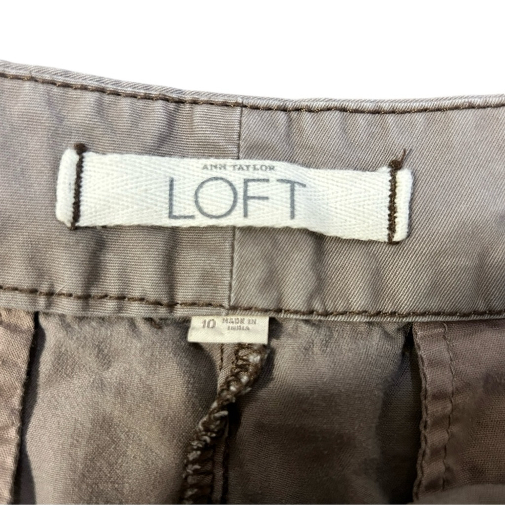 LOFT Tan Bermuda Shorts Classic Cotton Blend 10 - Picture 5 of 6